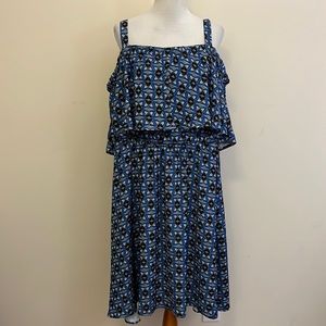 Eloquii Blue and Black Patterned Dress Size 22